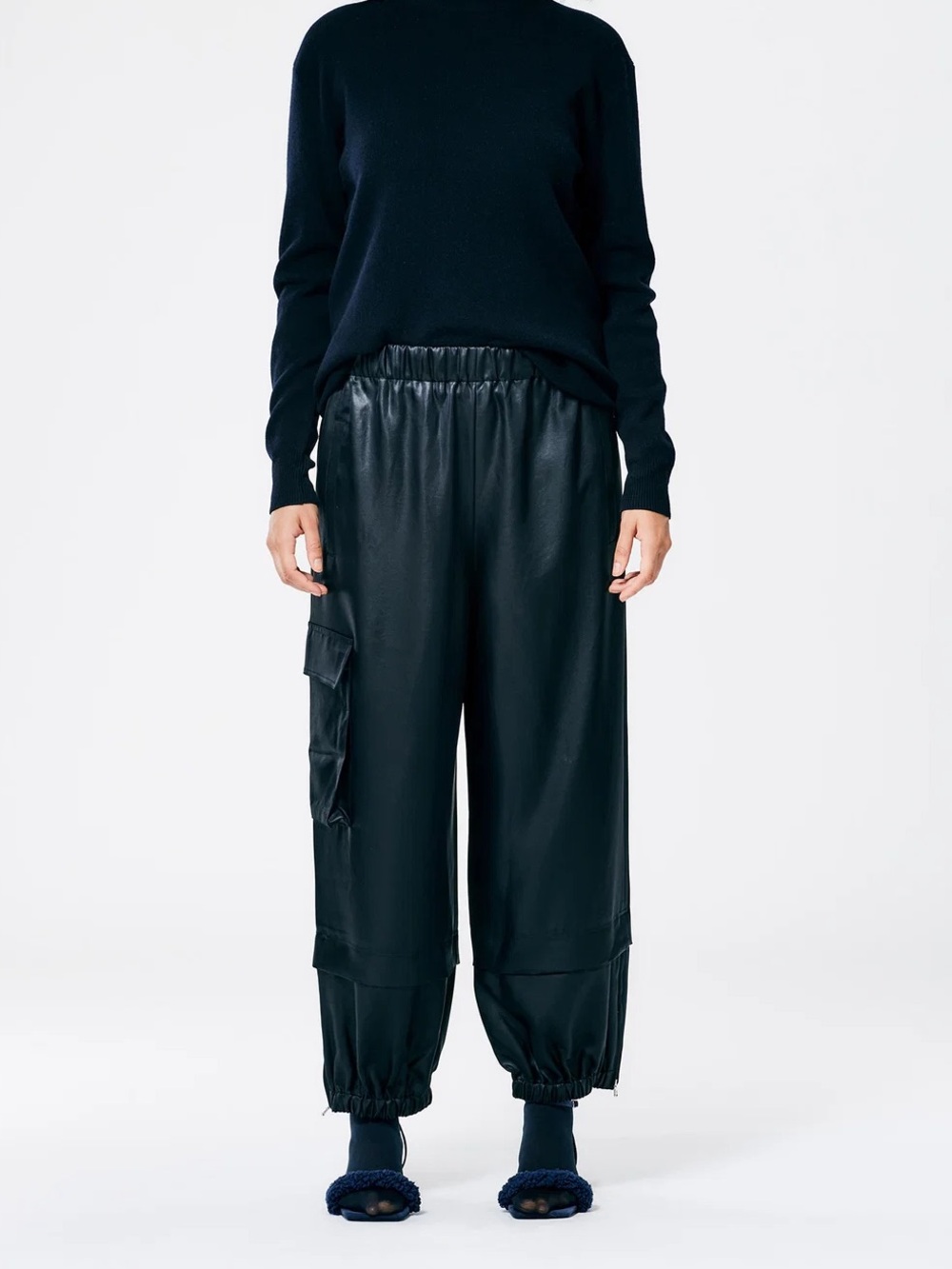 TIBI Celia drape pull on wilt jogger, XS, black